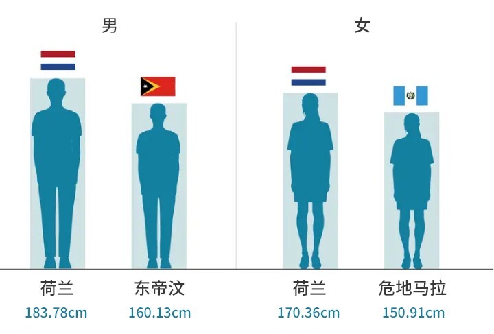 中國男女平均身高變化